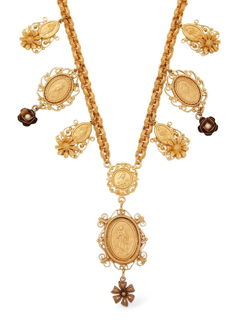 Dolce & Gabbana Votive Medal Charm Collar Necklace