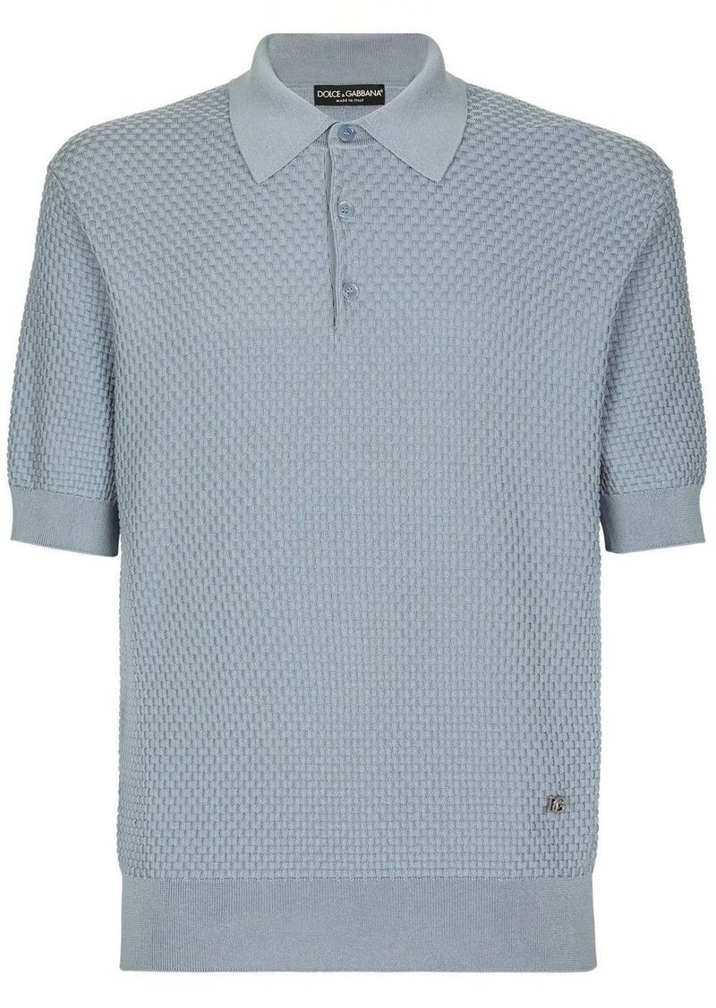 Dolce & Gabbana waffle-knit short-sleeved polo shirt