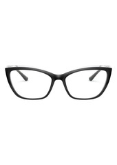 Dolce & Gabbana 56mm Cat Eye Optical Glasses in Black/Crystal at Nordstrom