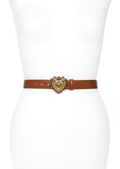 Dolce & Gabbana Devotion Logo Heart Buckle Leather Belt