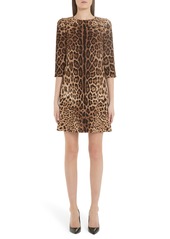 Women's Dolce & gabbana Leopard Print Cady Crepe Shift Dress