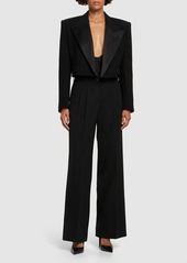 Dolce & Gabbana Wool Blend Cropped Tuxedo Jacket