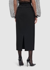 Dolce & Gabbana Wool Blend Gabardine Midi Skirt