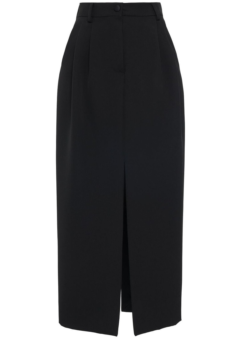 Dolce & Gabbana Wool Blend Gabardine Midi Skirt