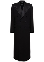 Dolce & Gabbana Wool Crepe Double Breasted Long Coat