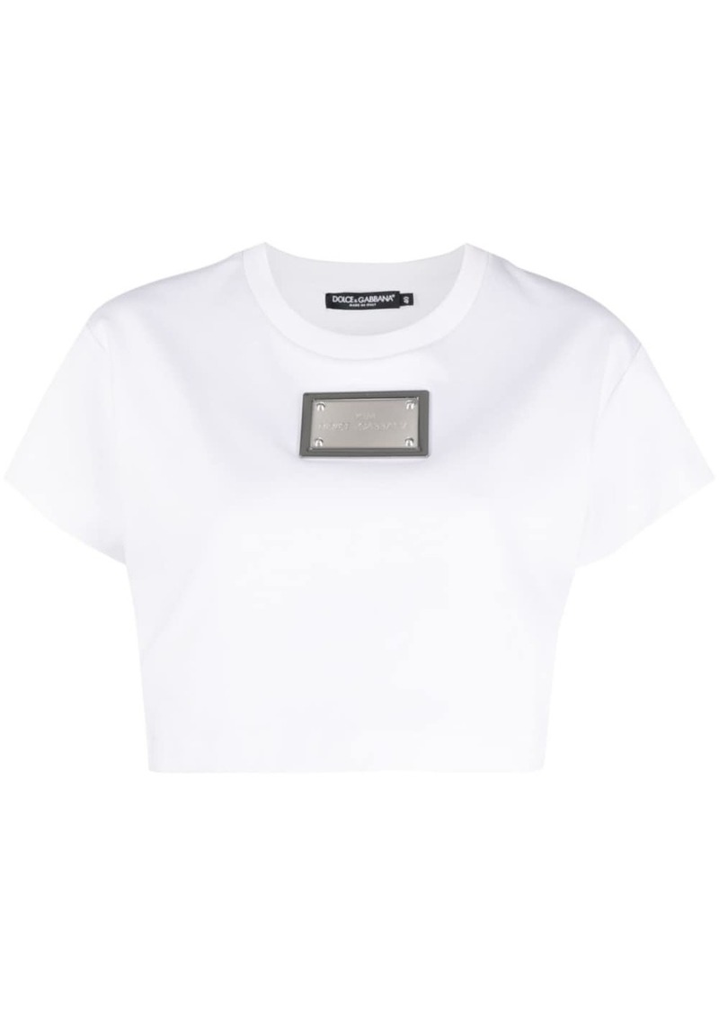 Dolce & Gabbana x KIM DOLCE&GABBANA logo plaque cropped T-shirt