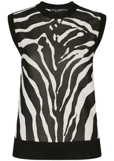 Dolce & Gabbana zebra pattern jacquard sleeveless sweater