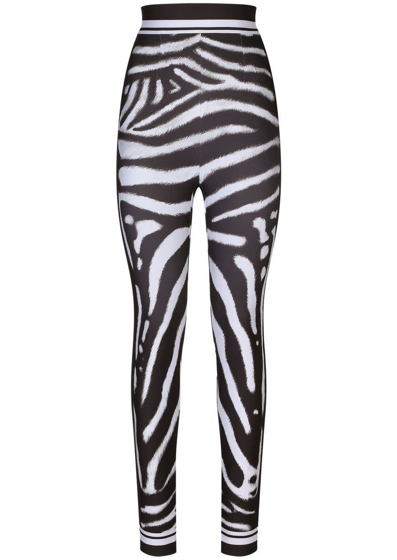 Dolce & Gabbana zebra print high-waisted leggings