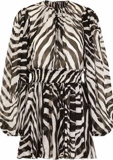 Dolce & Gabbana zebra-print puff-sleeve mini dress