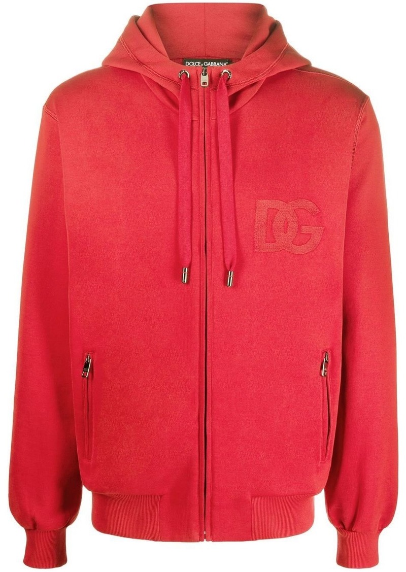 Dolce & Gabbana zip-front logo cotton hoodie