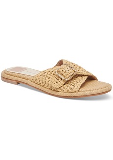 Dolce Vita Women's Alanzo Raffia Buckle Slide Flat Sandals - Natural Raffia