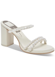 Dolce Vita Women's Barrit Embellished Strappy Block-Heel Dress Sandals - Vanilla Pearl