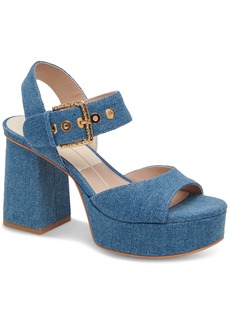 Dolce Vita Women's Bobby Ankle-Strap Slingback Platform Sandals - Blue Denim