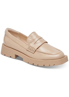 Dolce Vita Women's Elias Lug Sole Tailored Loafer Flats - Sesame Crinkled Patent