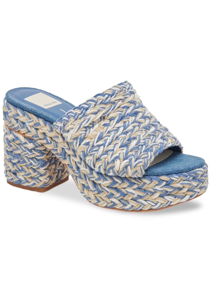 Dolce Vita Women's Lady Raffia Espadrille Platform Sandals - Blue Multi Raffia