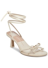 Dolce Vita Women's Maison Ankle-Tie Bow Kitten-Heel Dress Sandals - Ivory Leather