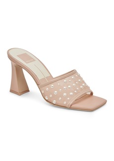Dolce Vita Women's Narda Pearl Square Toe Embellished High Heel Sandals