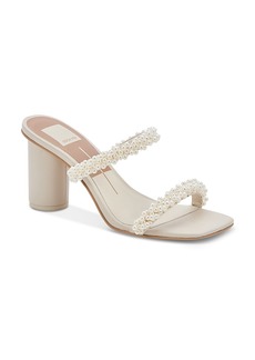 Dolce Vita Women's Noel Square Toe Imitation Pearl Strap High Heel Sandals