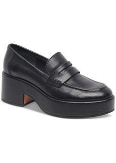 Dolce Vita Women's Yanni Tailored Block-Heel Platform Loafers - Black Leather