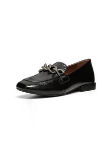 Donald J Pliner Donald Pliner Bethany Crickle Leather Designer Classic Shoes Women’s Dress Loafers Black-Crinkle Patent