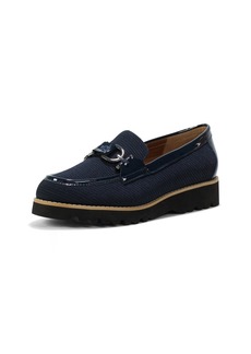 Donald J Pliner Donald Pliner CLIO Designer Classic Shoes Women’s Dress Loafers Navy-Stretch Fabric