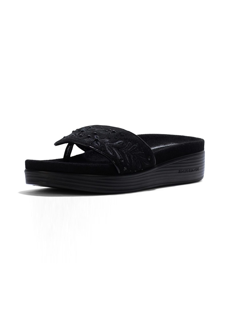 Donald J Pliner Donald Pliner FIFI Embellised Slide Platform Shoes Comfortable Sandals for Women Black-Felt