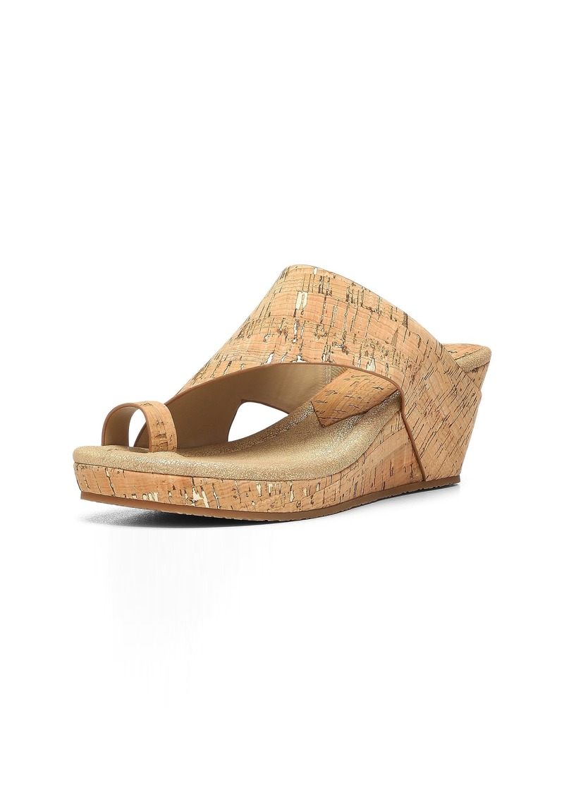 Donald J Pliner Donald Pliner GYER Upper Heel Wedge Platform Comfortable Women Leather Slide Sandals Platino-Sparkle Cork