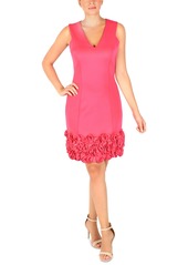 Donna Ricco Ruffle-Hem Sheath Dress - Hot Pink