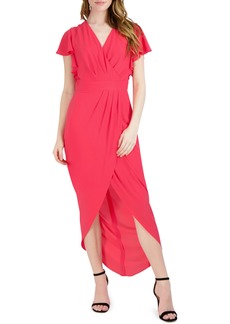 Donna Ricco Ruffle Sleeve Tulip Hem Dress in Coral at Nordstrom Rack