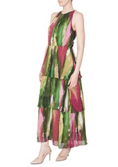 Donna Ricco Women's Printed Sleeveless Tiered Maxi Dress - Multi