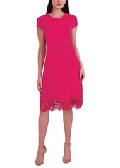 Donna Ricco Women's Round-Neck Sleeveless Fit & Flare Dress - Coral