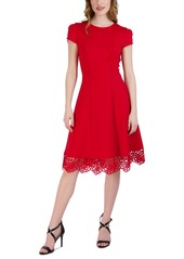 Donna Ricco Women's Round-Neck Sleeveless Fit & Flare Dress - Red