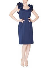 Donna Ricco Women's Ruffled-Shoulder Sleeveless Dress - Navy