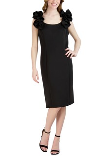 Donna Ricco Women's Ruffled-Shoulder Sleeveless Dress - Black