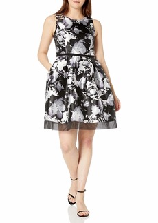 Donna Ricco Women's Sleevless Floral Printed Fit and Flare Dress