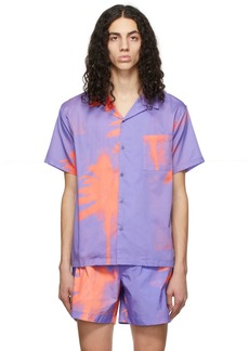 Double Rainbouu Purple & Orange Palm Camp Shirt