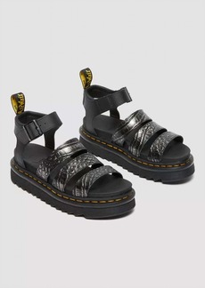 Dr. Martens Blaire Women's Wild Croc Leather Sandals In Grey