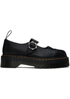 Dr. Martens Black Addina Flower Buckle Leather Platform Oxfords