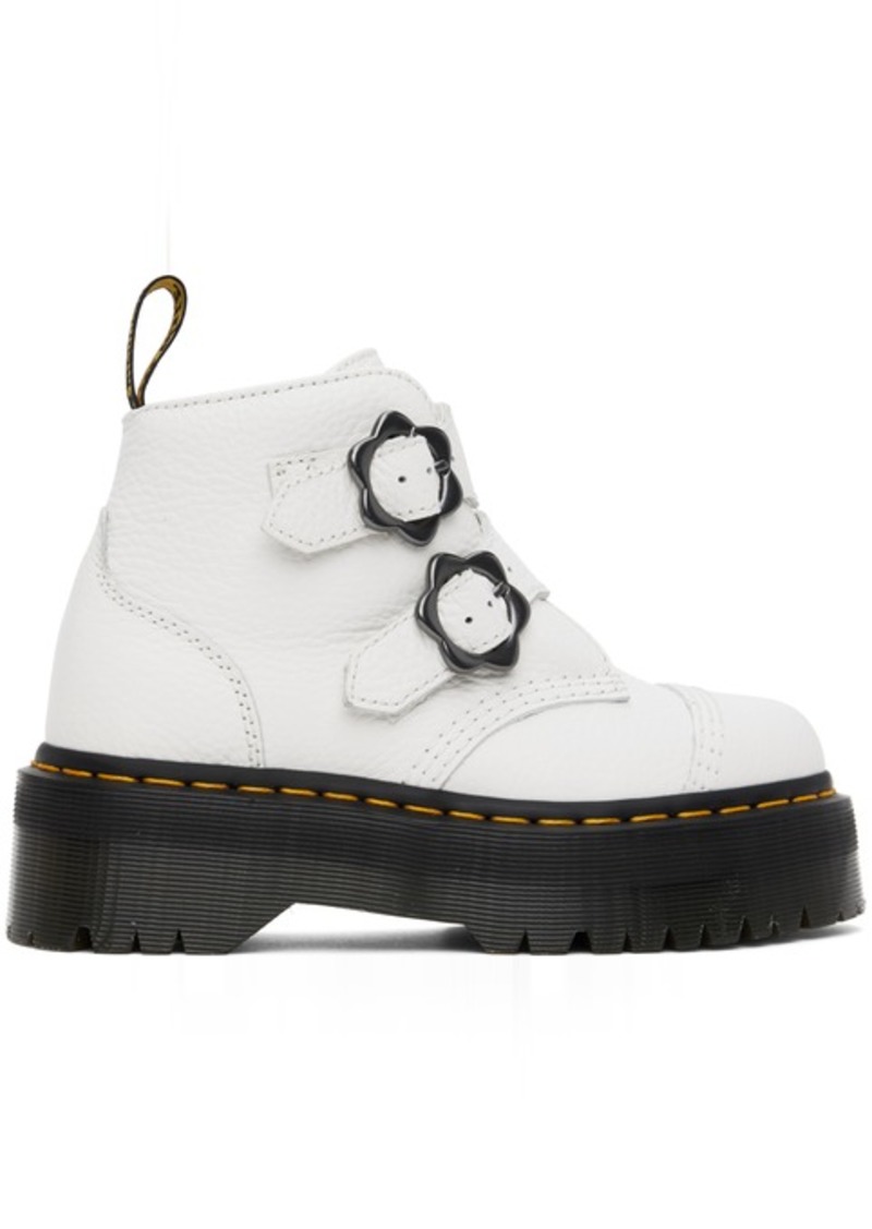 Dr. Martens White Devon Flower Platform Boots