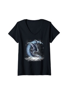 Dragon Sleeping With Moon Men Women T-Shirt V-Neck T-Shirt