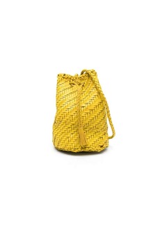 Dragon interwoven-design leather bucket bag