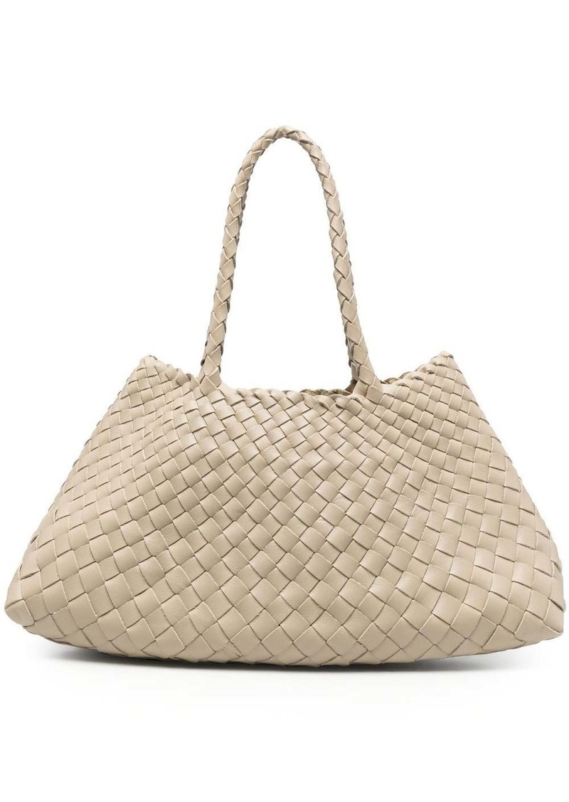 Dragon woven leather shoulder bag