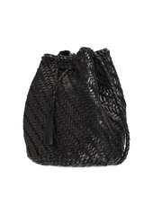 Dragon Pompom Doublej Woven Leather Basket Bag