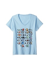 Womens Dragon Alphabet A-Z ABC Cool Dragon Identification V-Neck T-Shirt