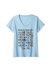Womens Dragon Alphabet A-Z ABC Cool Dragon Identification V-Neck T-Shirt