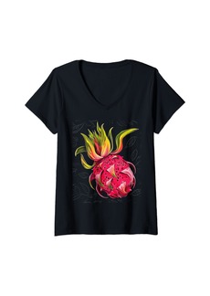 Womens Dragon Fruit V-Neck T-Shirt