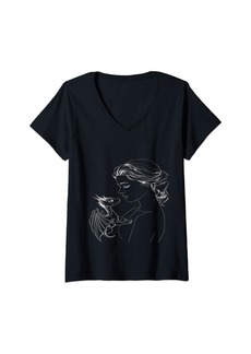 Womens Dragon Mom Design V-Neck T-Shirt