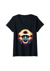 Womens Dragon Spirit Animal Illustration Tie Dye Art V-Neck T-Shirt