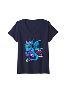 Womens Dragons Are A Girl's Best Friend T-shirt For Women And Girls V-Neck T-Shirt