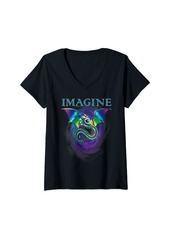 Womens Imagine Fantasy Dragon Tattoo Youth Magical Wings Boys Men V-Neck T-Shirt